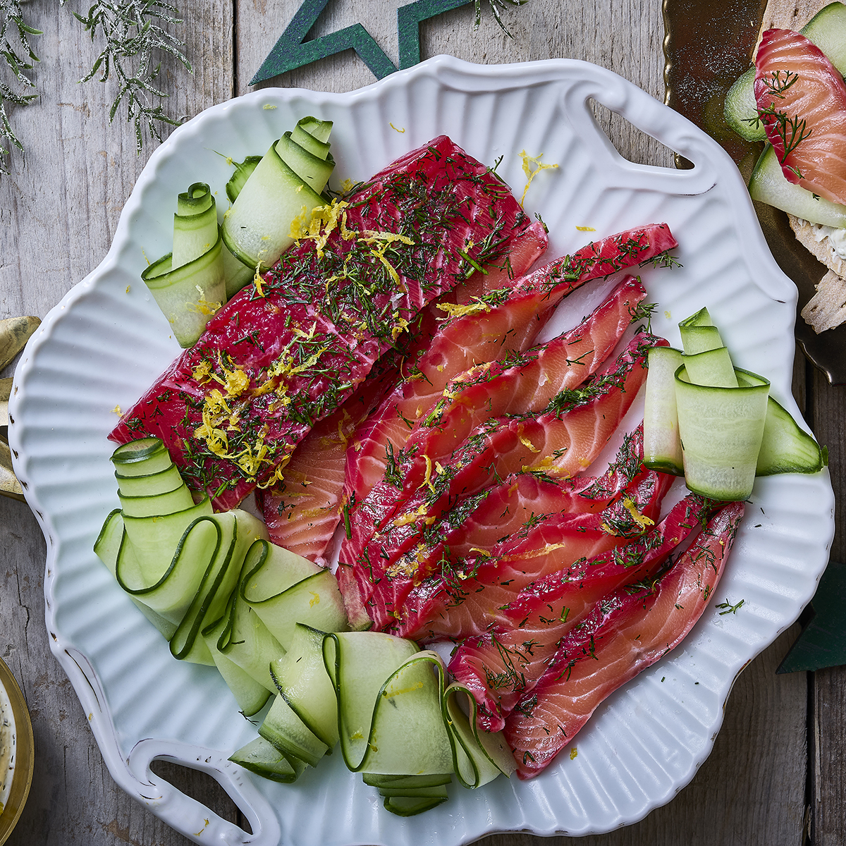 Graved lax met rode biet