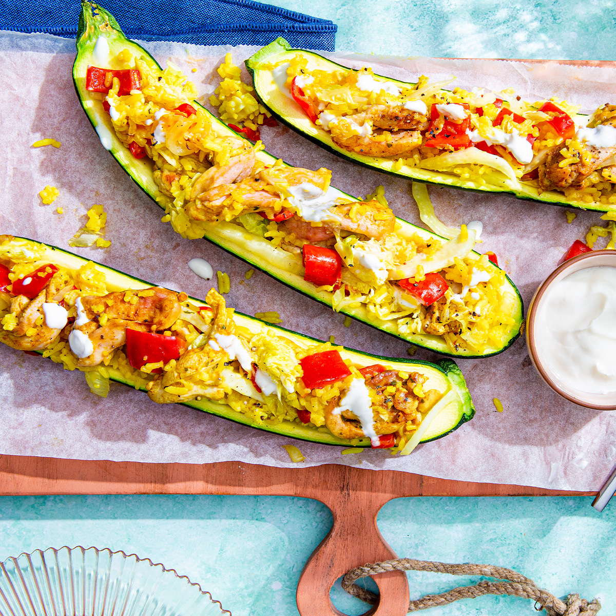 Gevulde courgette met kippendij