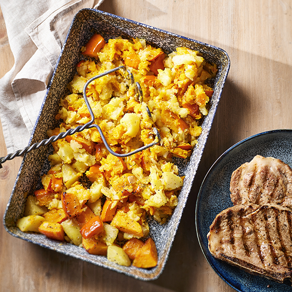 Pompoenstamppot uit de oven