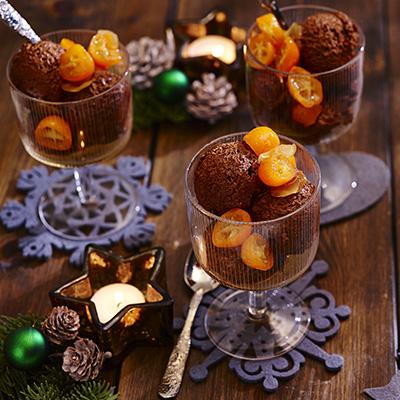 Chocolademousse met kumquats