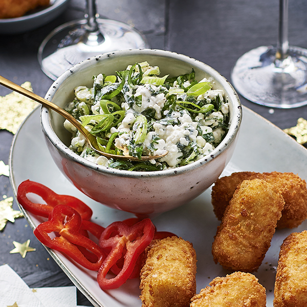 Geitenkaascroquetten met kruidendip