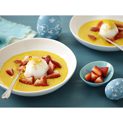 Mangosoep met citroensorbet