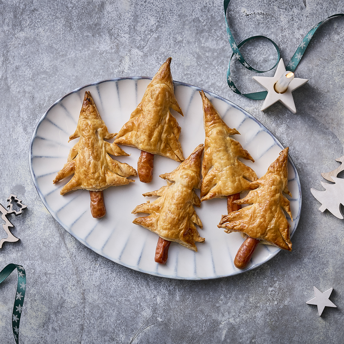 Bladerdeegkerstboompjes