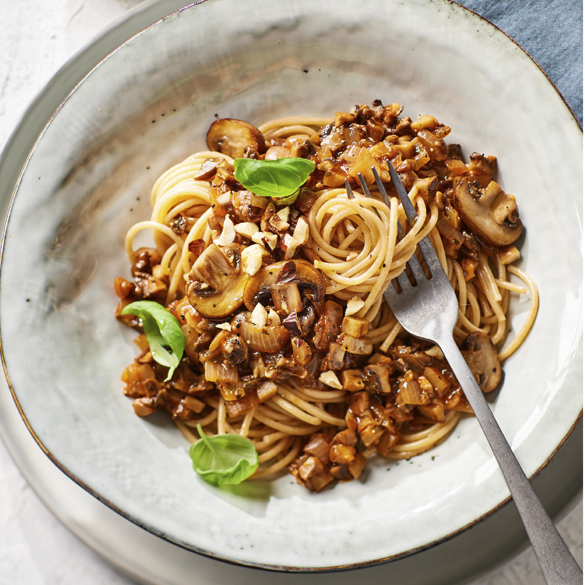 Spaghetti met champignonsaus