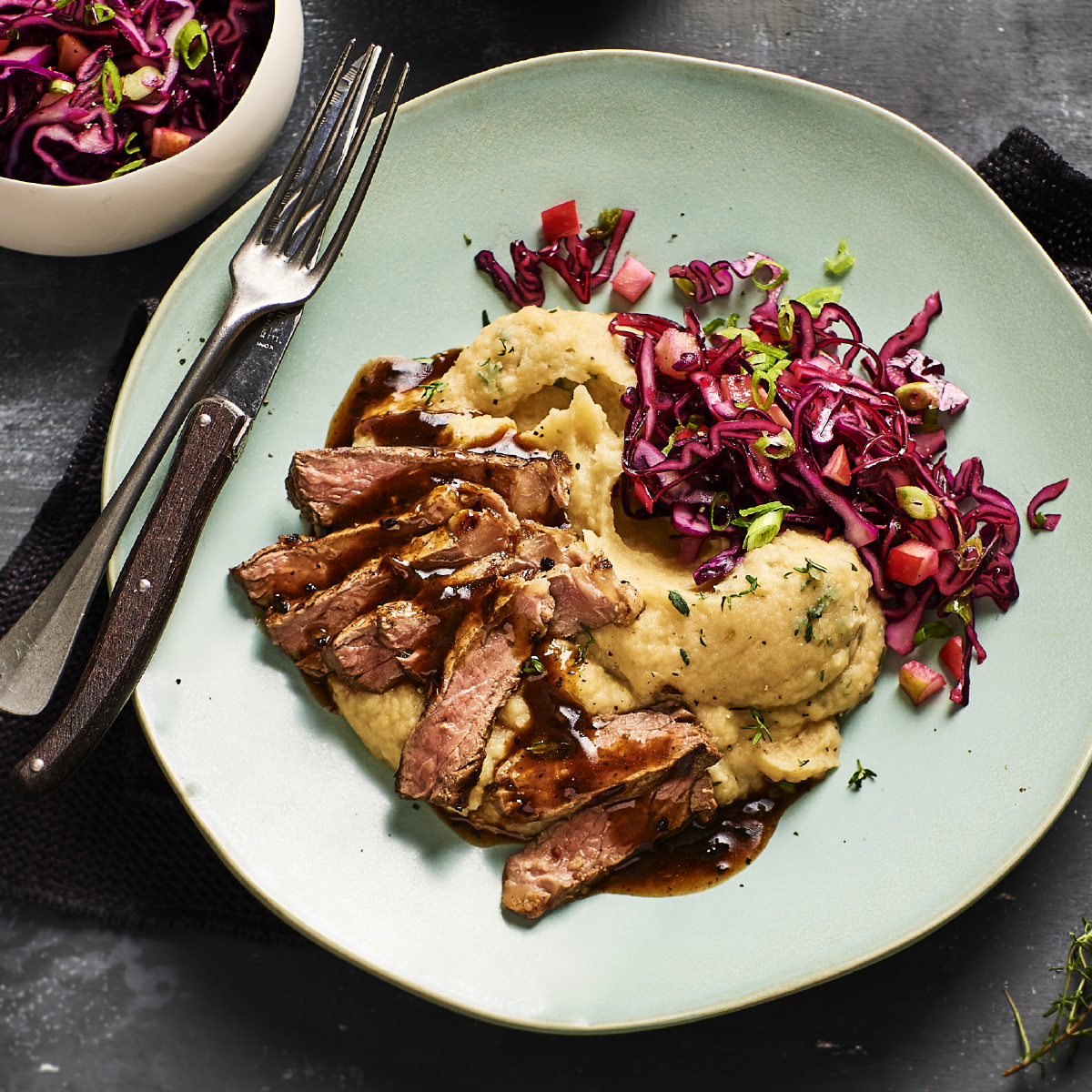 Geroosterde entrecote met pastinaakpuree