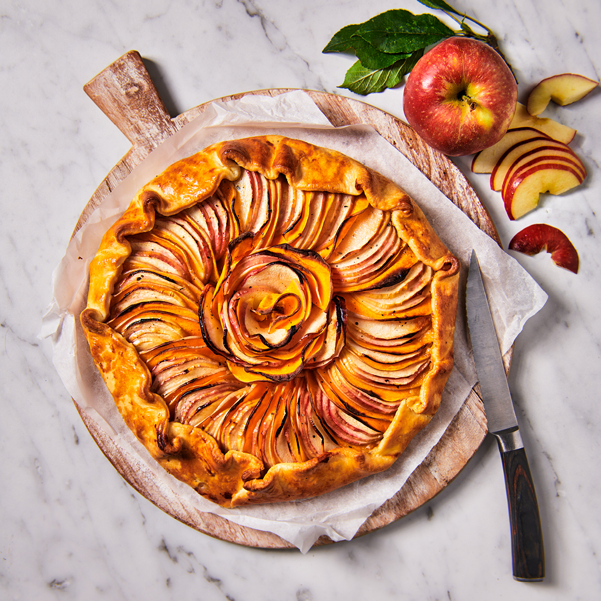 Hartige galette met appel en pompoen