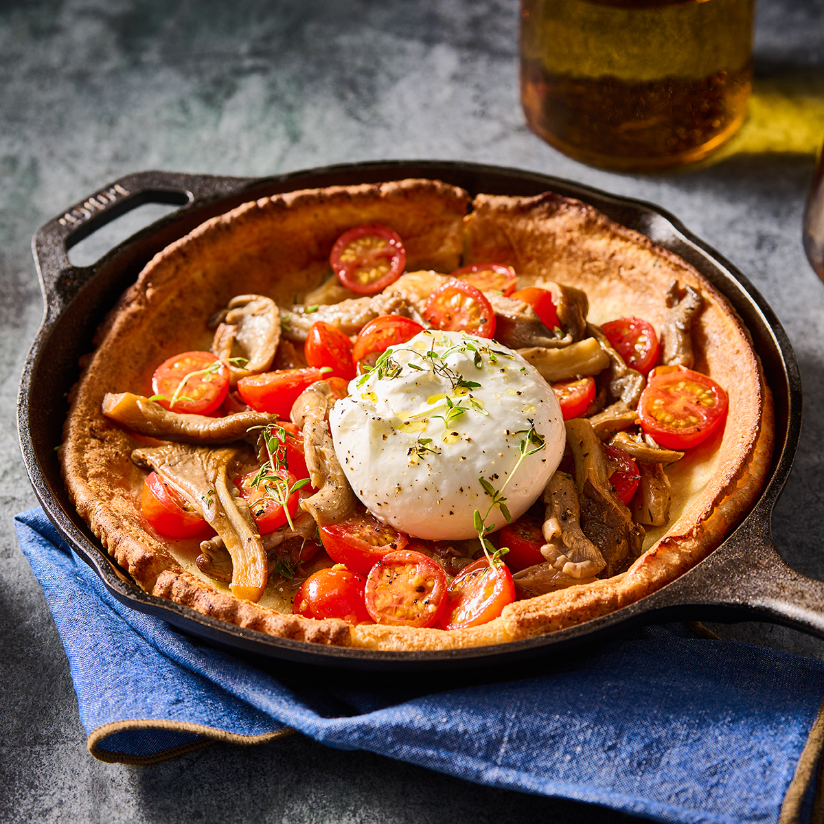 Dutch baby met paddenstoelen