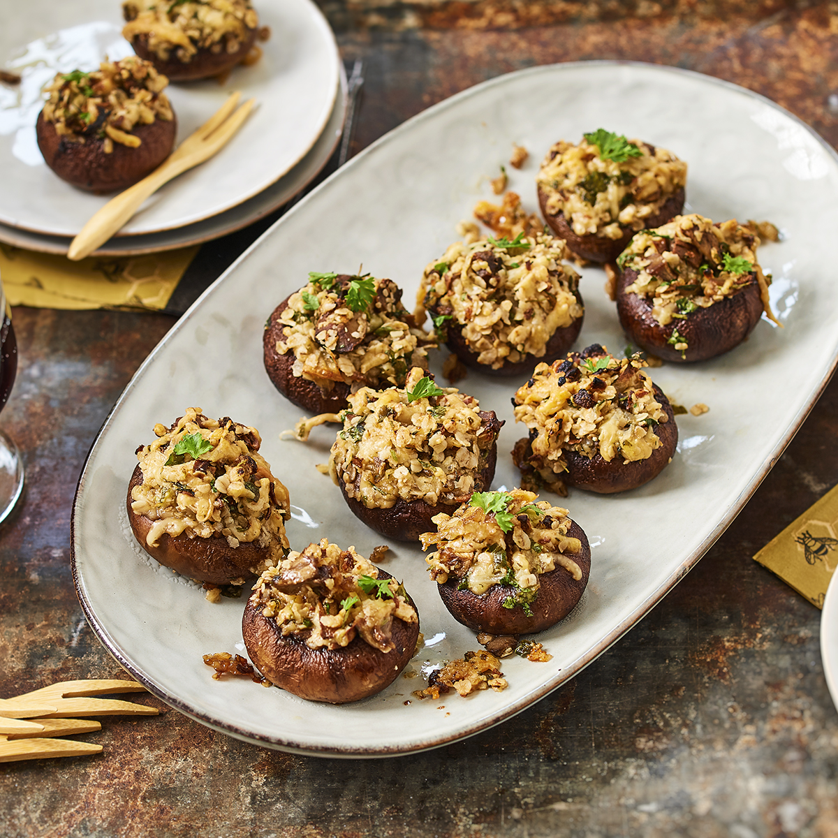 Gevulde kastanjechampignons uit de oven
