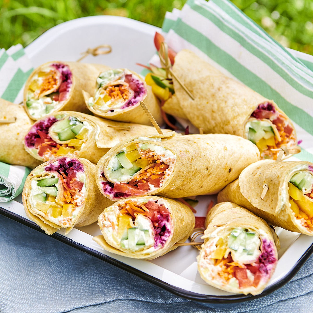 Regenboogwrap met wasabi