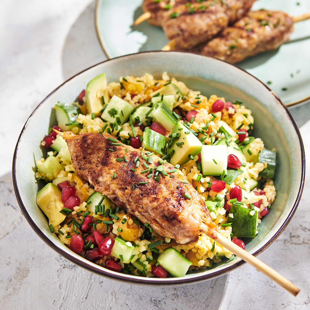 Kipköfte met abrikozen bulgur