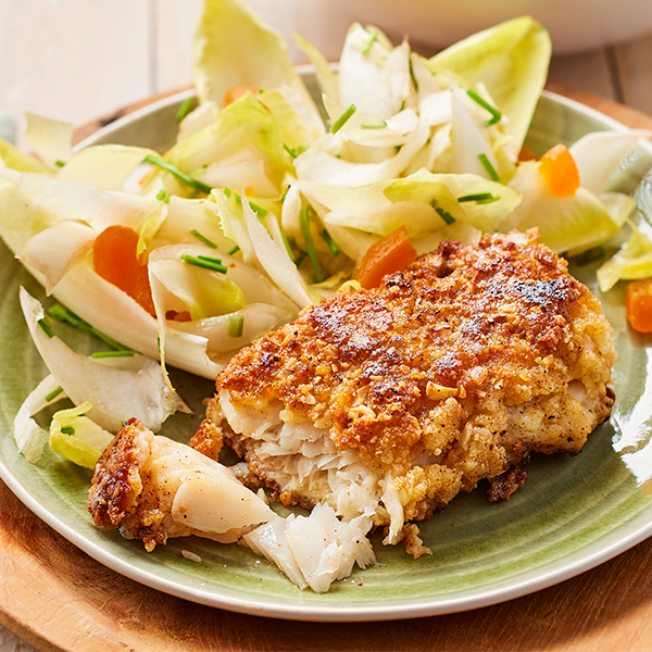 Gebakken kabeljauwfilet met witlofsalade