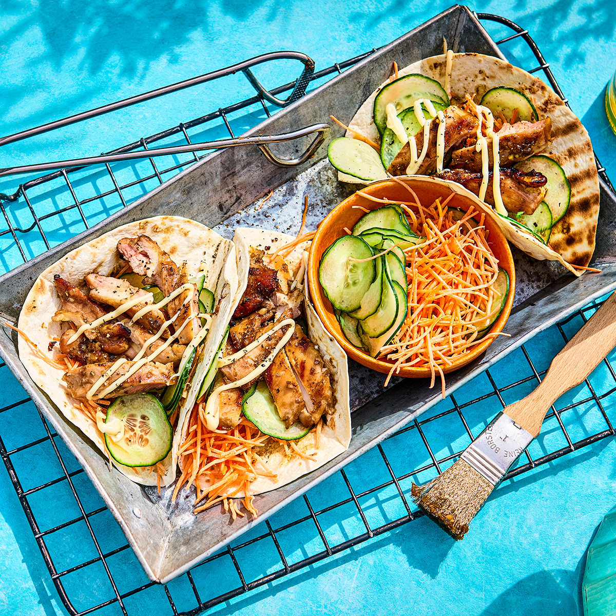 Sticky chicken wraps