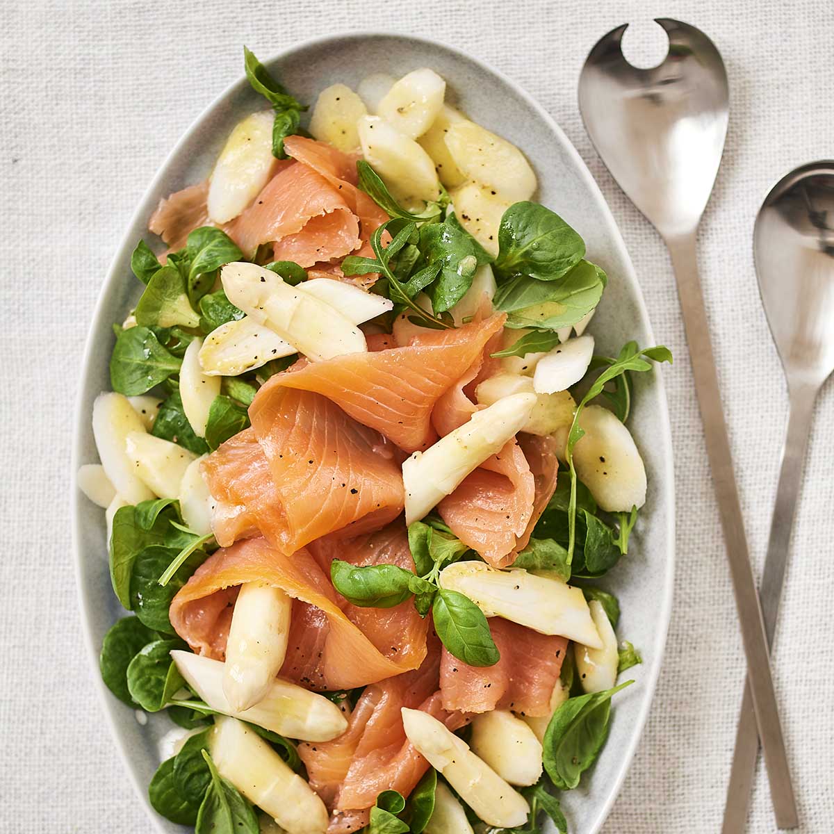 Aspergesalade met zalm