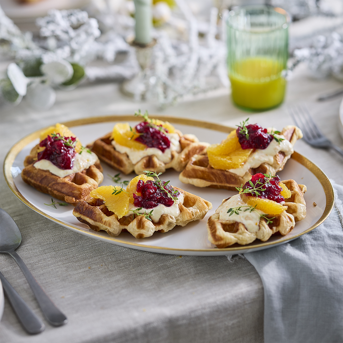Croiffles met ricotta en cranberrycompote