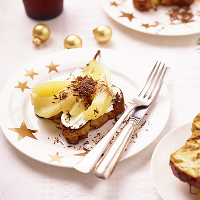 Geroosterd suikerbrood met peer