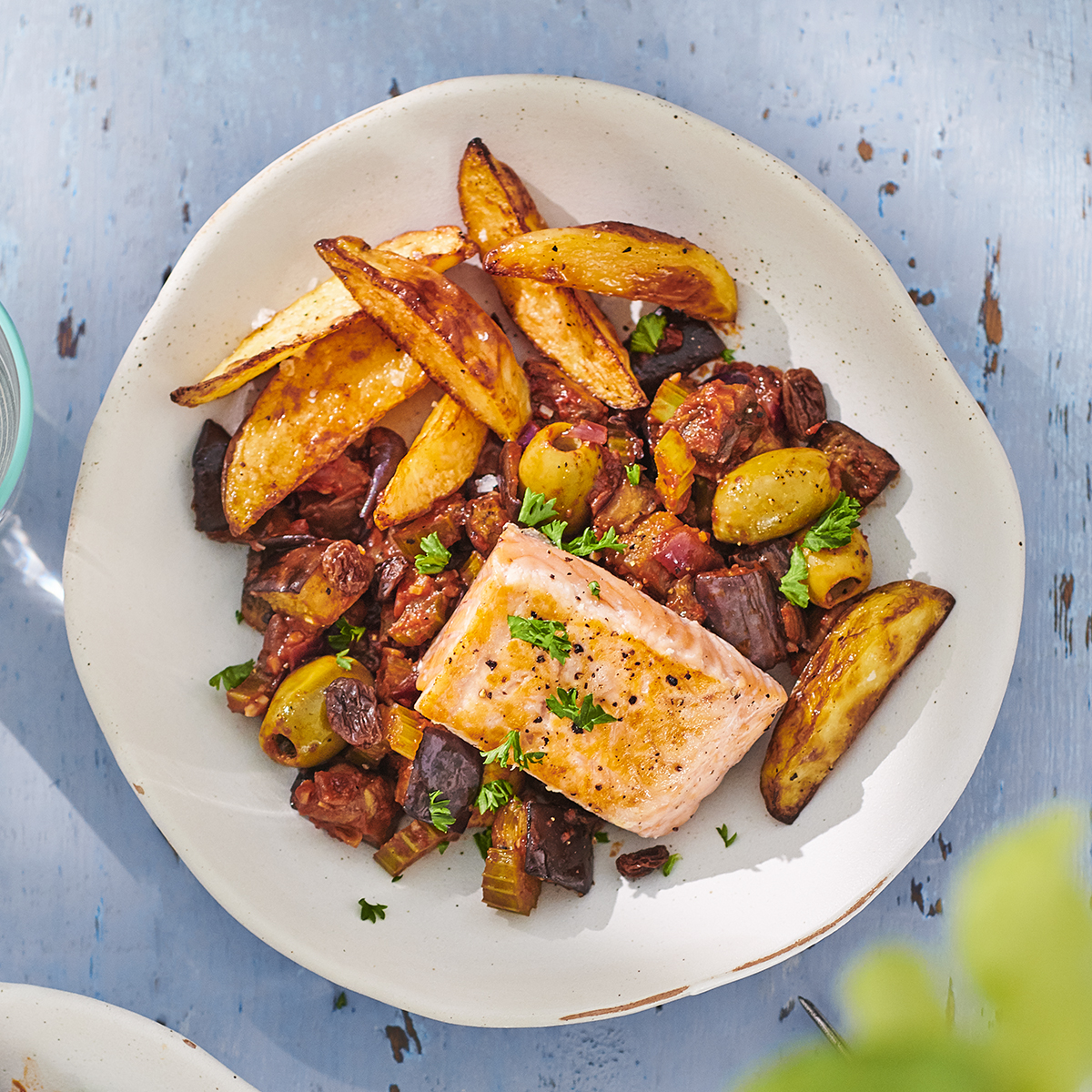Gebakken zalm met caponata