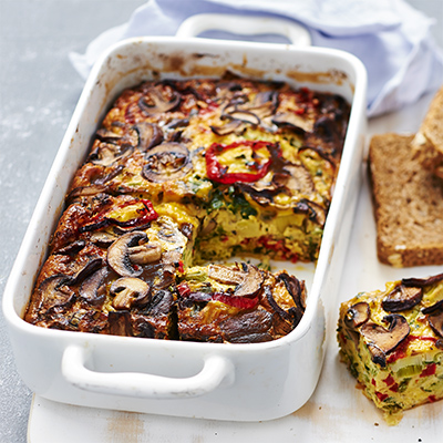 Frittata met champignons en prei